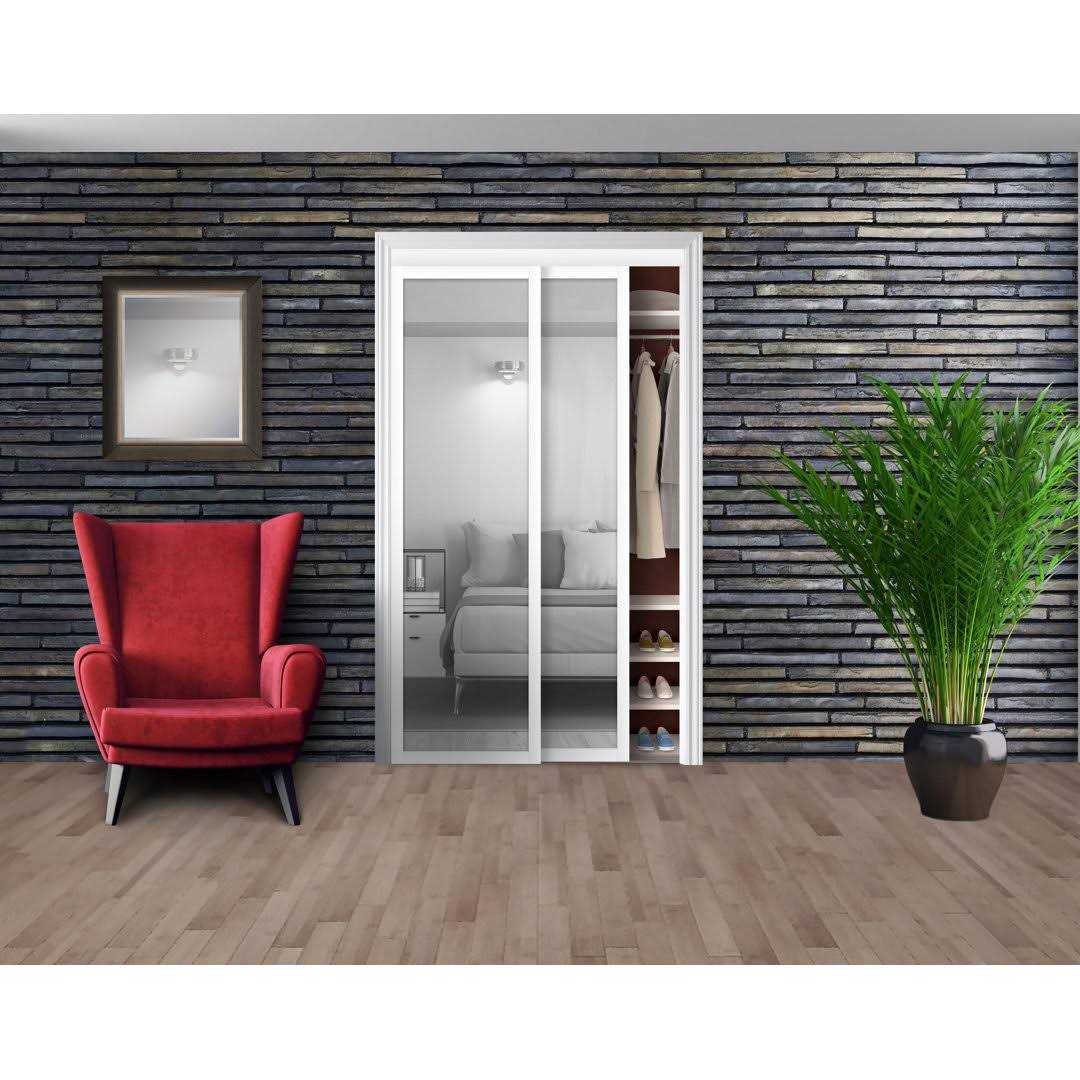 Renin 80 in. Harmony White Mirror MDF Bypass Sliding Closet Door - Image 4