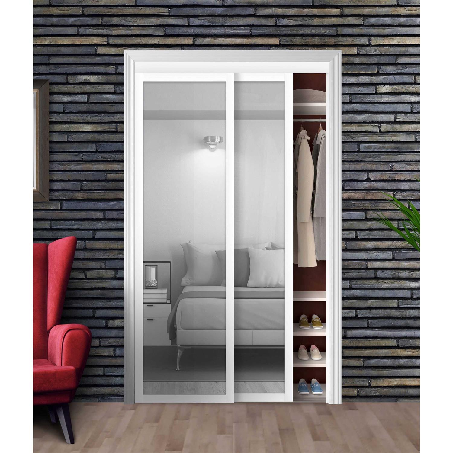 Renin 80 in. Harmony White Mirror MDF Bypass Sliding Closet Door - Image 5