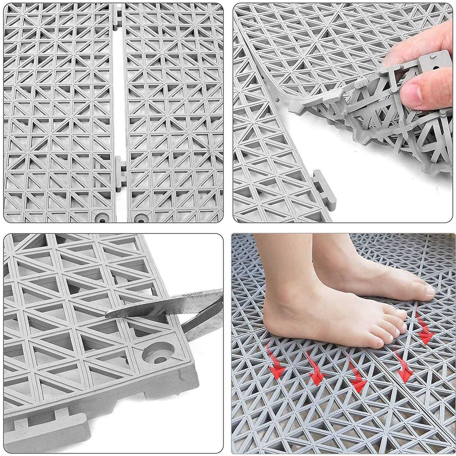 Fengwu 12 Pack 12 X 12 Interlocking Rubber Bathroom Flooring Tiles Non-Slip Splicing Waterproof Mat Modular Interlocking Cushion - Image 3
