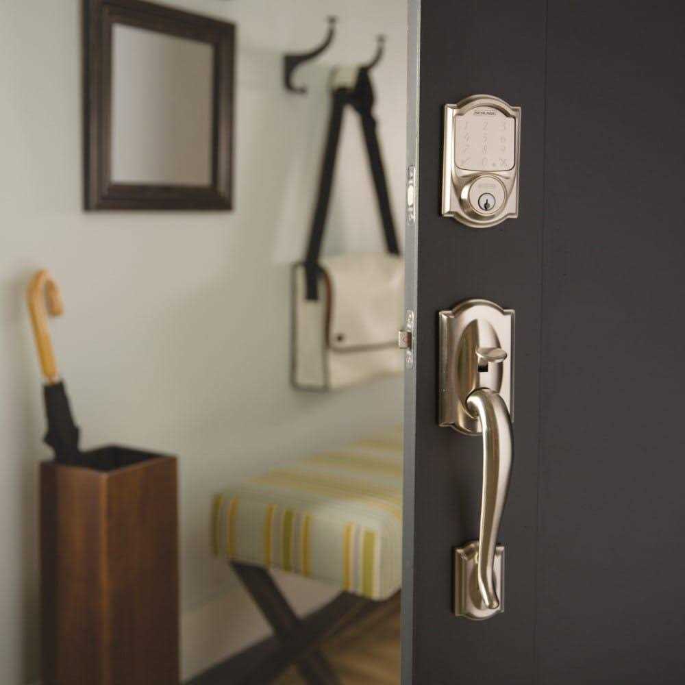 Schlage Camelot Satin Nickel Entry Door Handleset Accent - Image 5