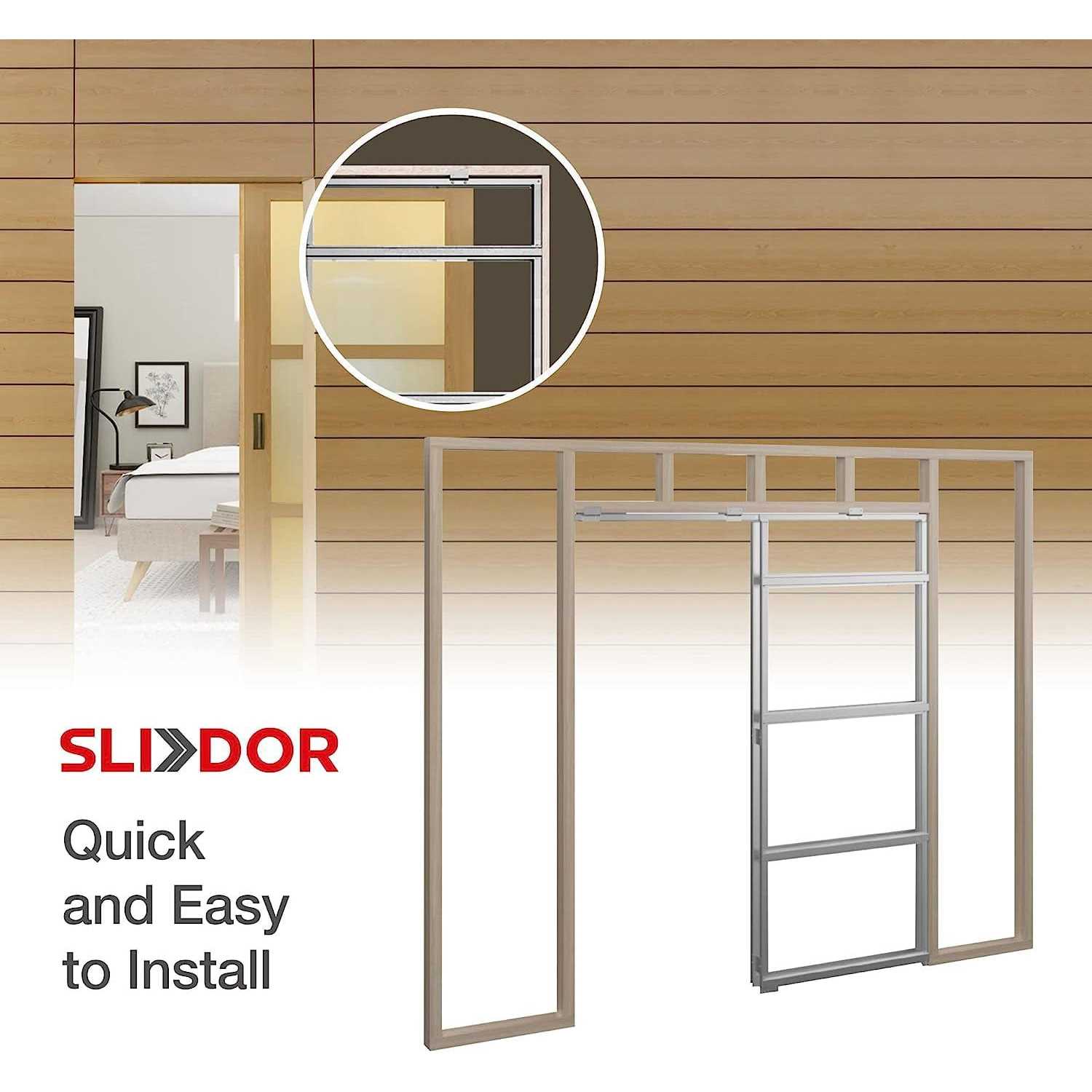 Slidor Pocket Door Frame Kit Hardware System for Sliding Hidden Doors Inside The Pocket of Your Wall - Image 3