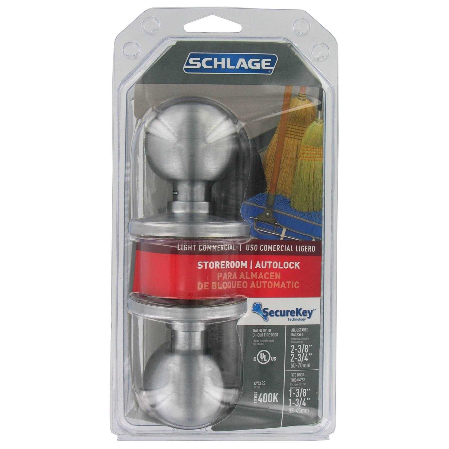 Schlage Orbit Satin Chrome Storeroom Lockset 1-3/4 - Image 3