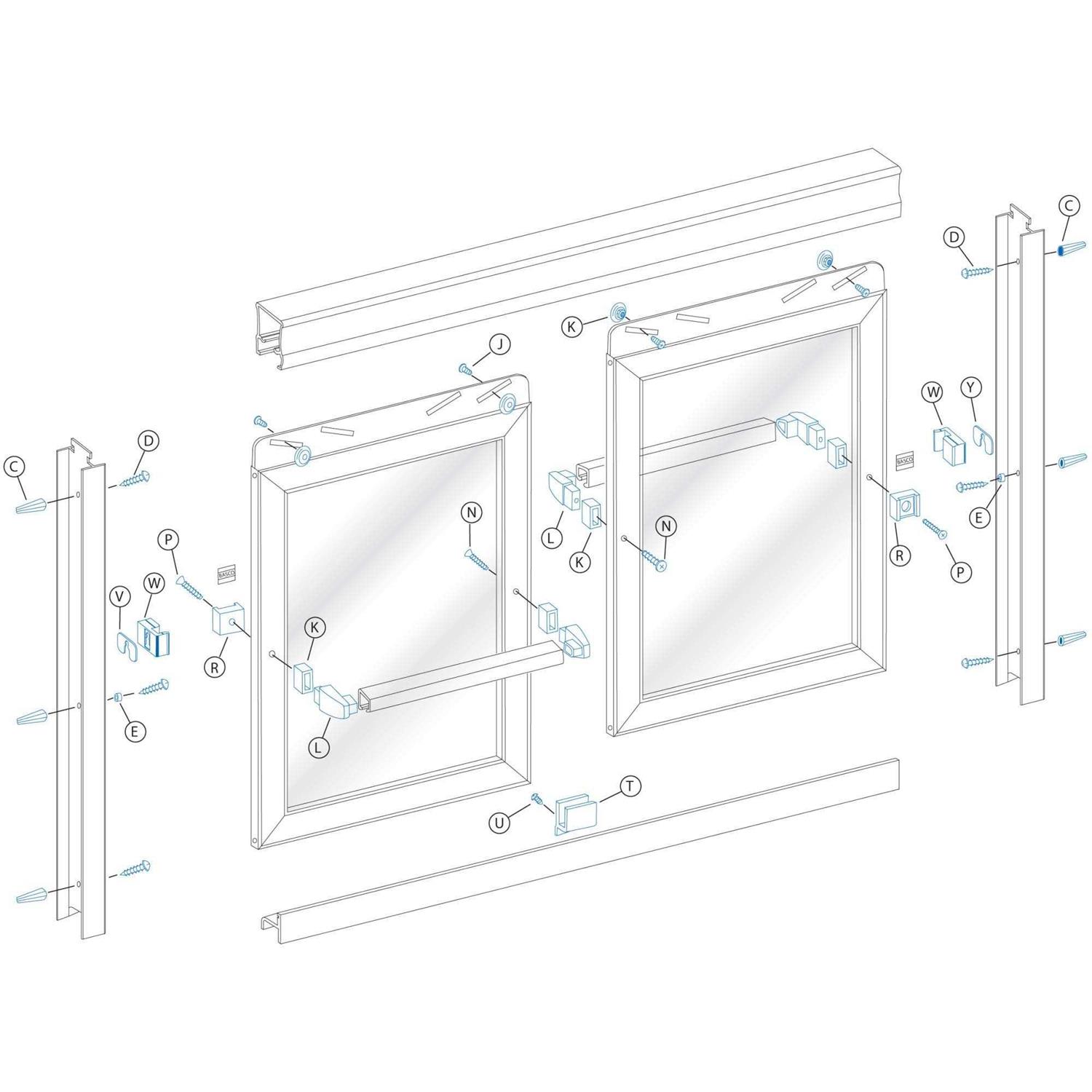 Basco framed sliding shower door parts - Image 4