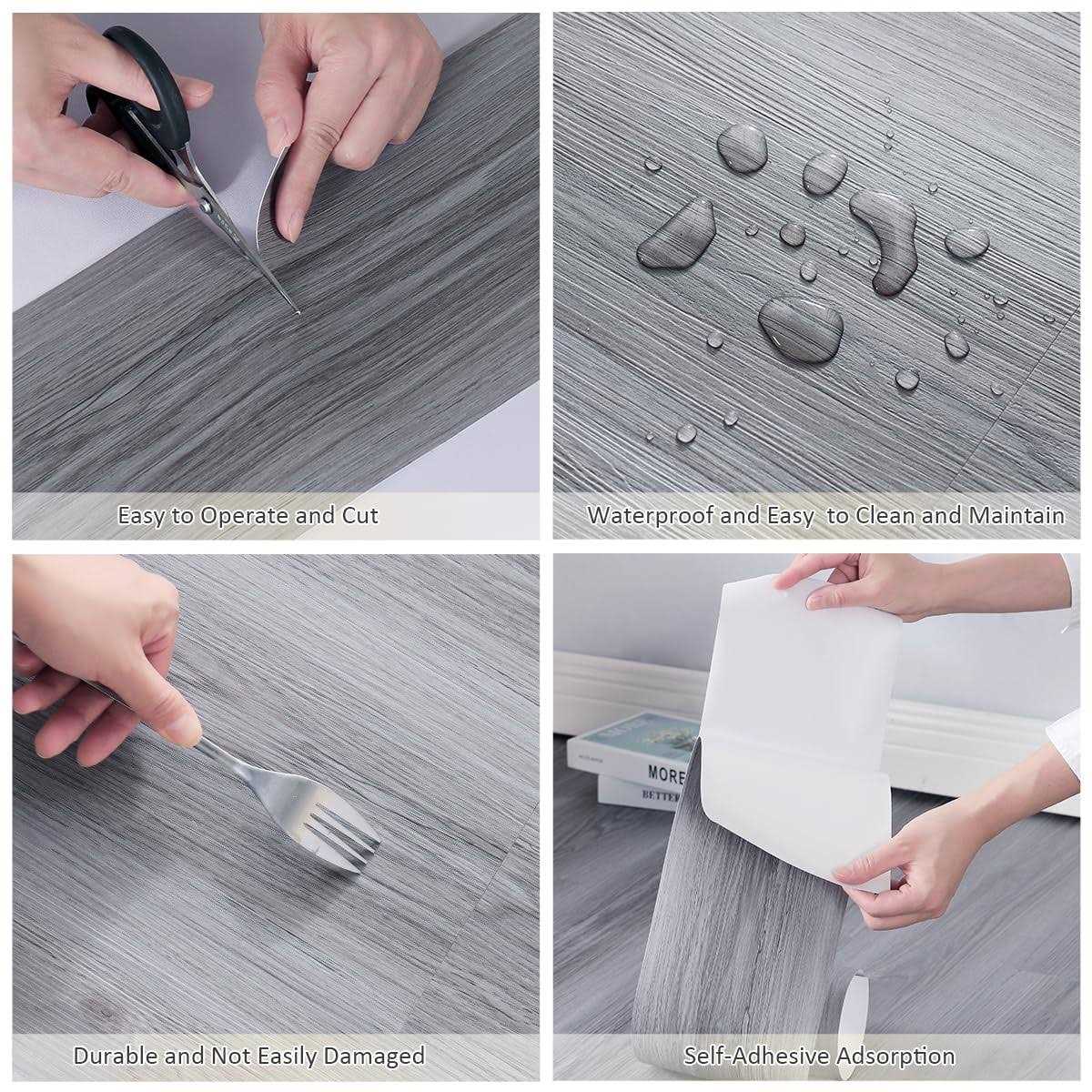 Hilarious Peel and Stick Floor Tile Self Adhesive Vinyl Flooring Planks,Washed Adhesive Wood Plank Flooring Tiles for Bathroom - Image 2
