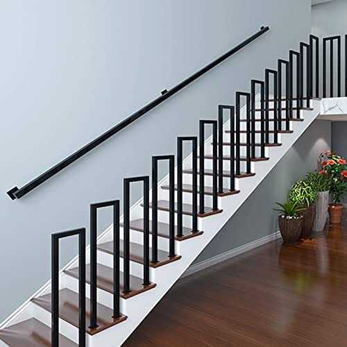 Black Iron Hand Railing Sturdy Safety Staircase Handrails Wall Mount - Image 3