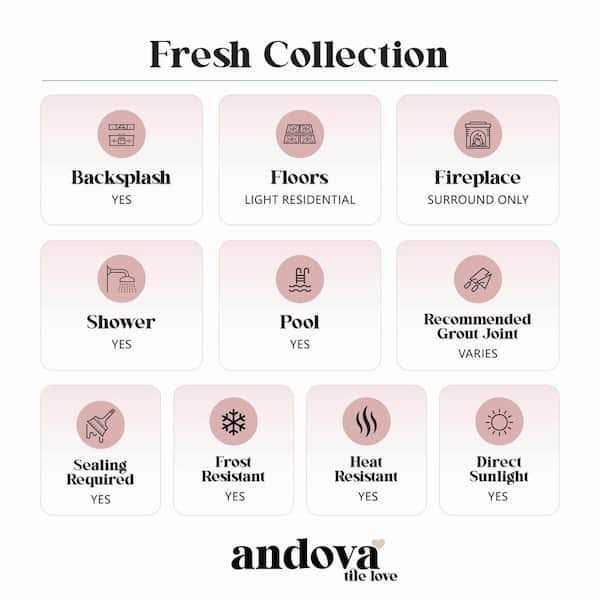 Fresh 12 x 10 Glass/Stone/Aluminum Flower Pattern Mosaic Wall Tile Andova - Image 3