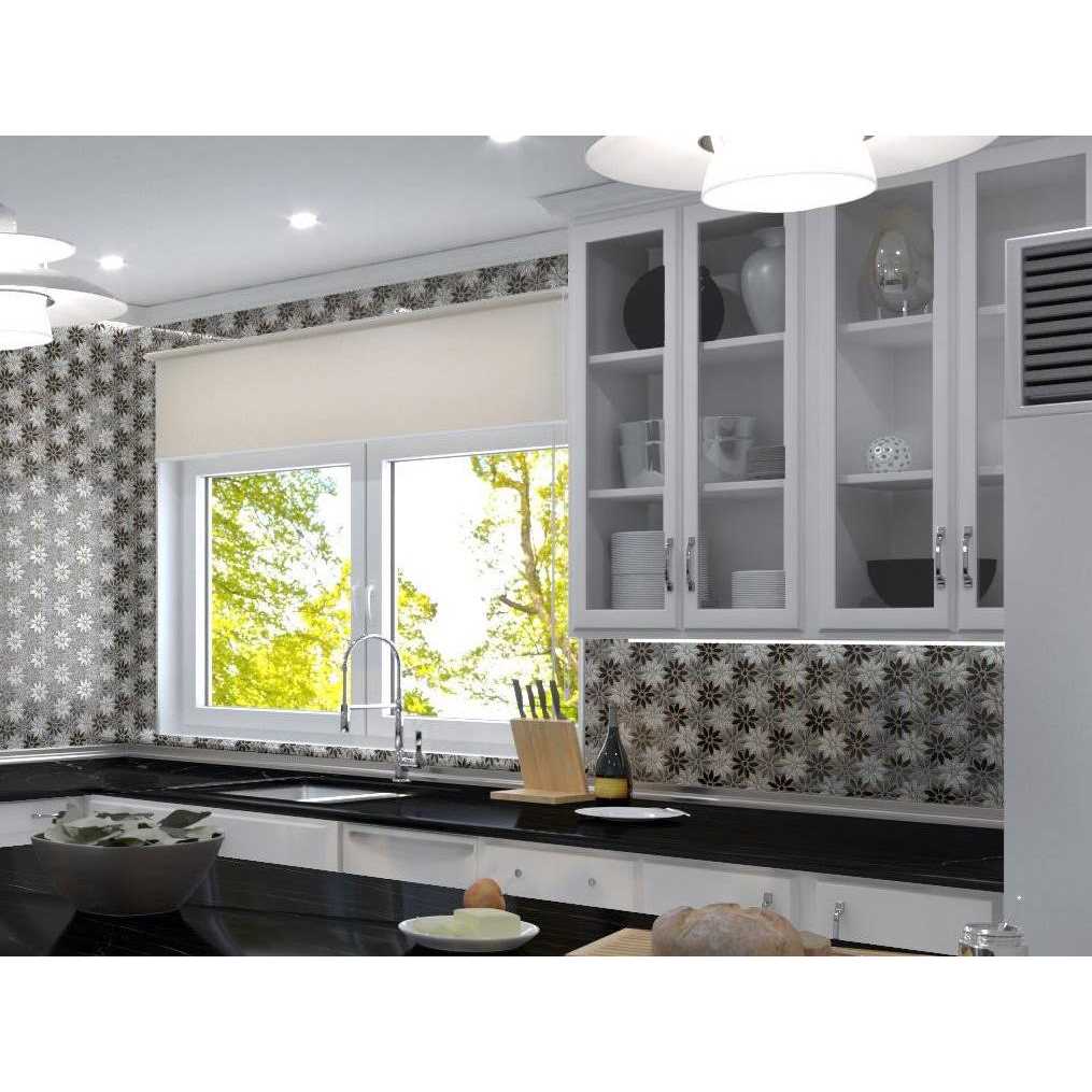 Fresh 12 x 10 Glass/Stone/Aluminum Flower Pattern Mosaic Wall Tile Andova - Image 5