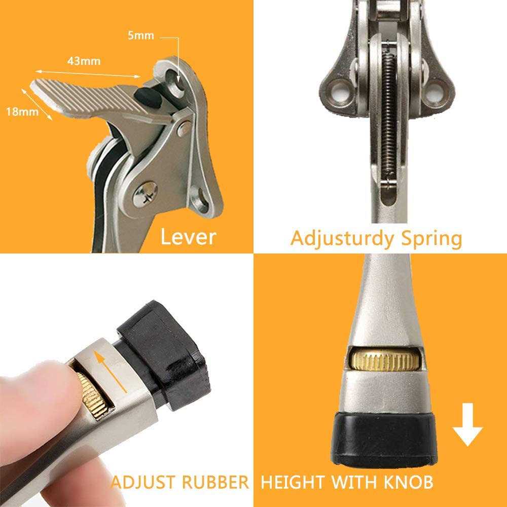 Gotega Door Stopper Kickdown Door Stop with One Touch Adjustable Height and Rubber Tip 4 Inches - Image 3