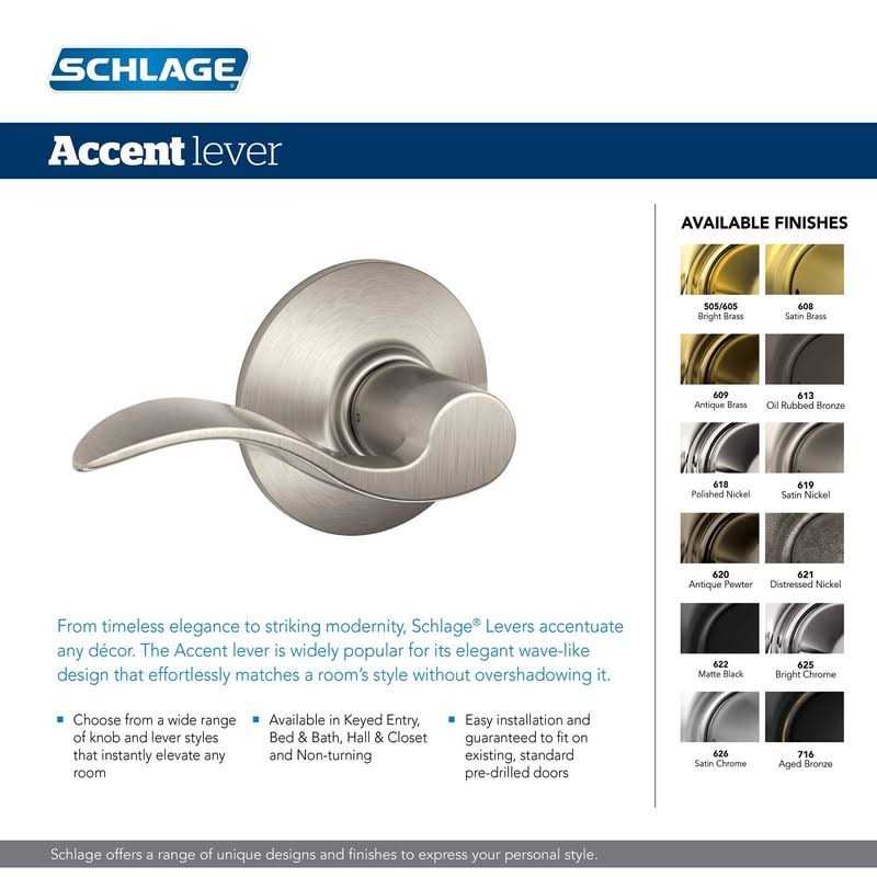 Schlage F51A ACC Accent Keyed Entry Lever - Image 5