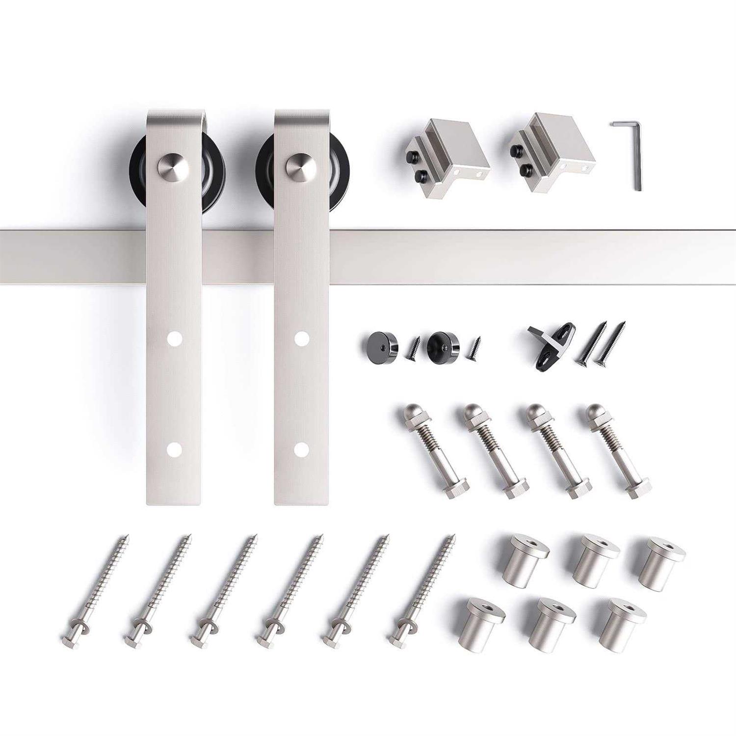 Easelife Brushed Nickel Sliding Barn Door Hardware Track Kit,Basic J Pulley,Heavy Duty,Slide Smoothly Quietly,Easy Install - Image 3