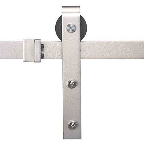 Easelife Brushed Nickel Sliding Barn Door Hardware Track Kit,Basic J Pulley,Heavy Duty,Slide Smoothly Quietly,Easy Install - Image 4