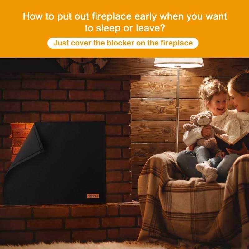 FLASLD Magnet Fireplace Blanket for Heat Loss Black Fireplace Blocker Blanket - Image 5