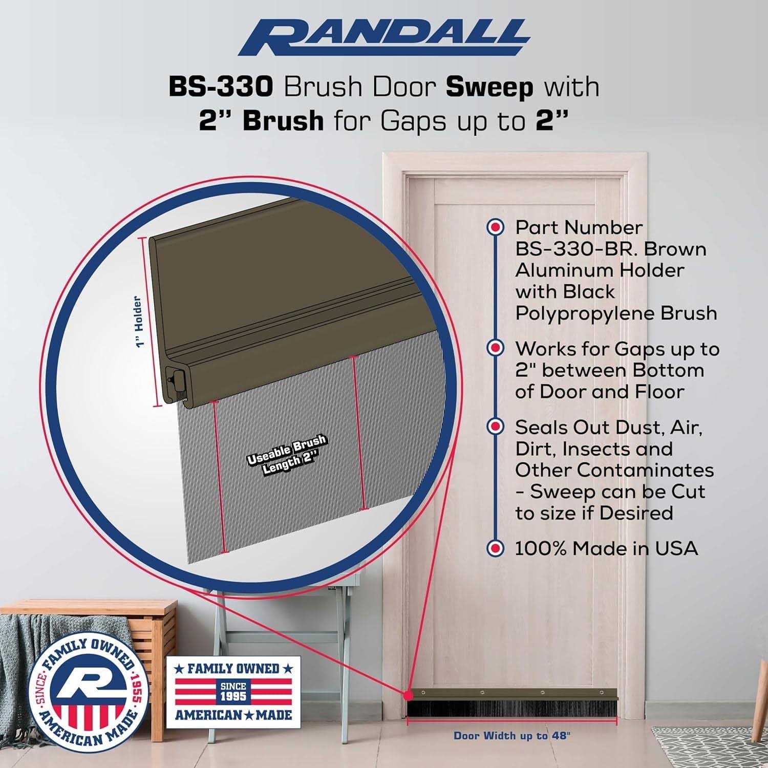 Heavy Duty Brush Sweep Door Sweep for Gaps Up to 2 - Image 4