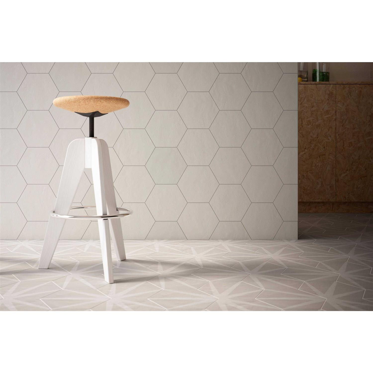 Bedrosians Allora 8.5 inch x 10 inch Hexagon Porcelain Decorative Tile in Stella - Image 5