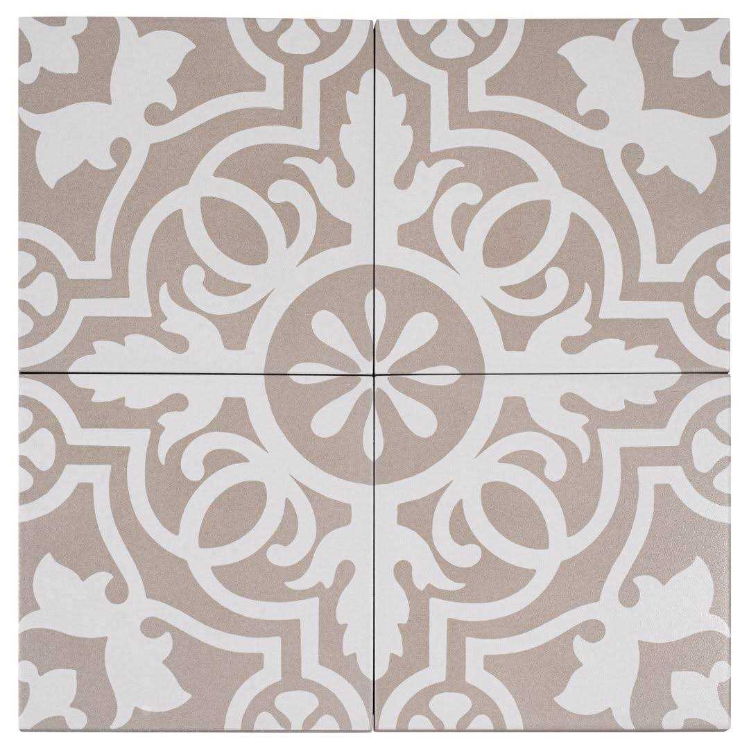 Andova Bliss Tan/White 8 in. x 8 in. Porcelain Matte European Floor and Wall Tile