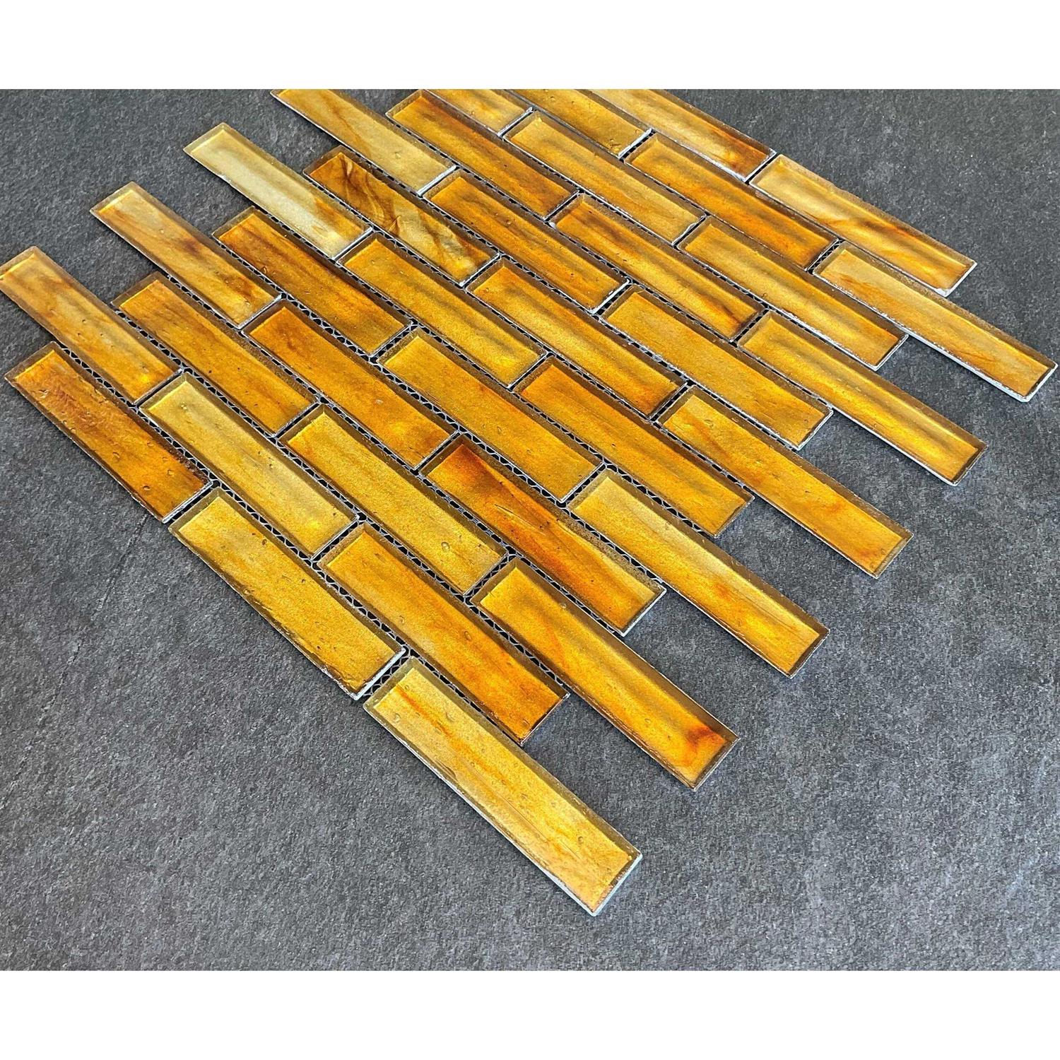 Iridescent 1 x 4 Brick Pattern Glass Mosaic Wall Tile ES Stone - Image 4