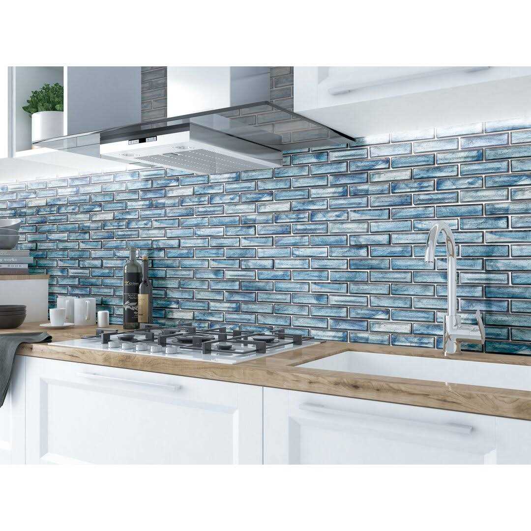 Iridescent 1 x 4 Brick Pattern Glass Mosaic Wall Tile ES Stone - Image 5