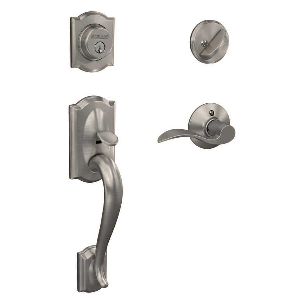 Schlage Camelot Satin Nickel Single Cylinder Door Handleset with Accent Handle