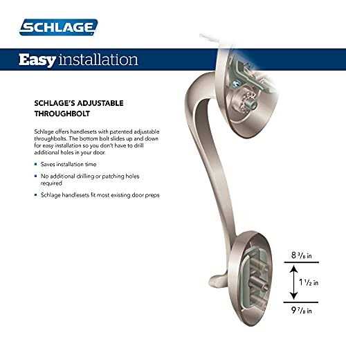 Schlage Camelot Satin Nickel Single Cylinder Door Handleset with Accent Handle - Image 4