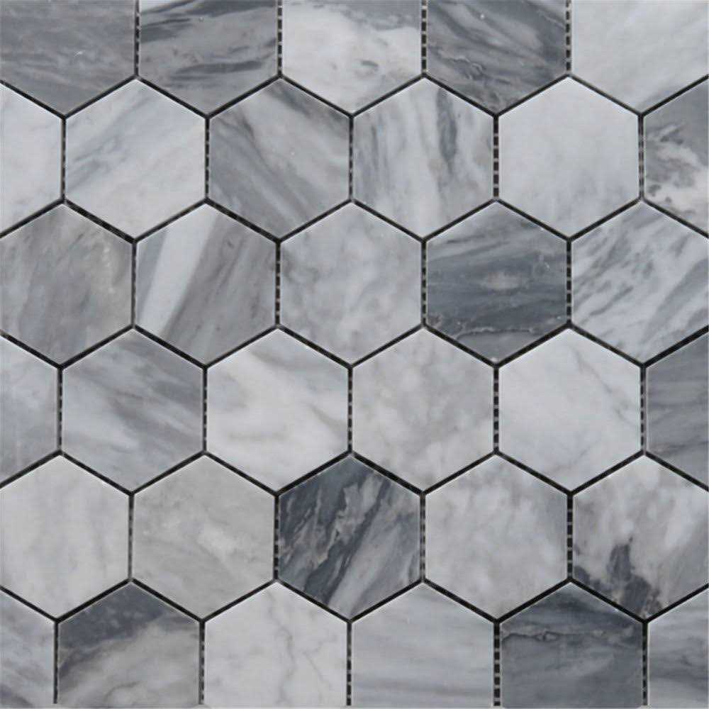Bardiglio 10 x 12 Marble Honeycomb Mosaic Wall & Floor Tile Marble Online - Image 3