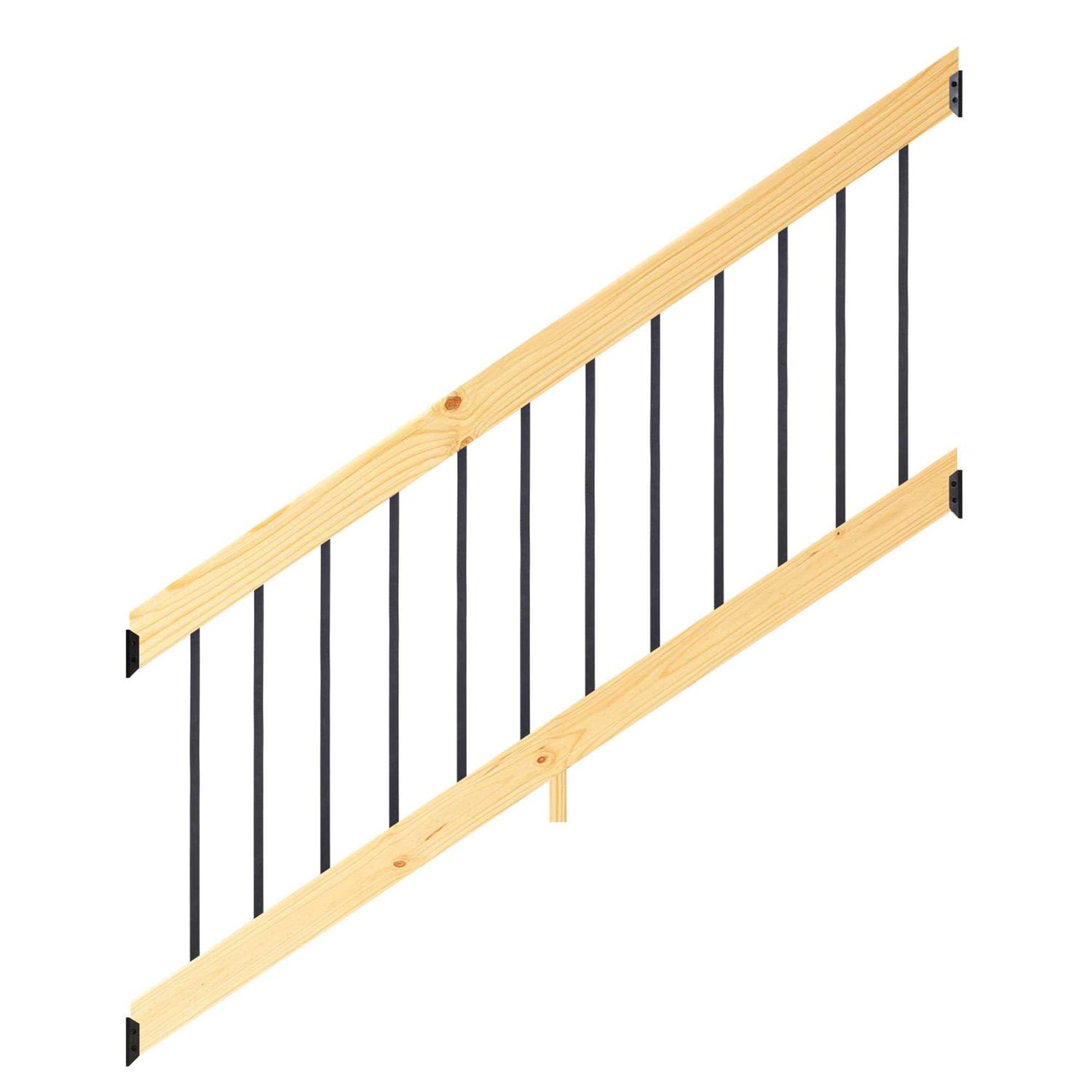 ProWood 6 ft Southern Yellow Pine Stair Rail Kit with Aluminum Square Balusters - Image 2