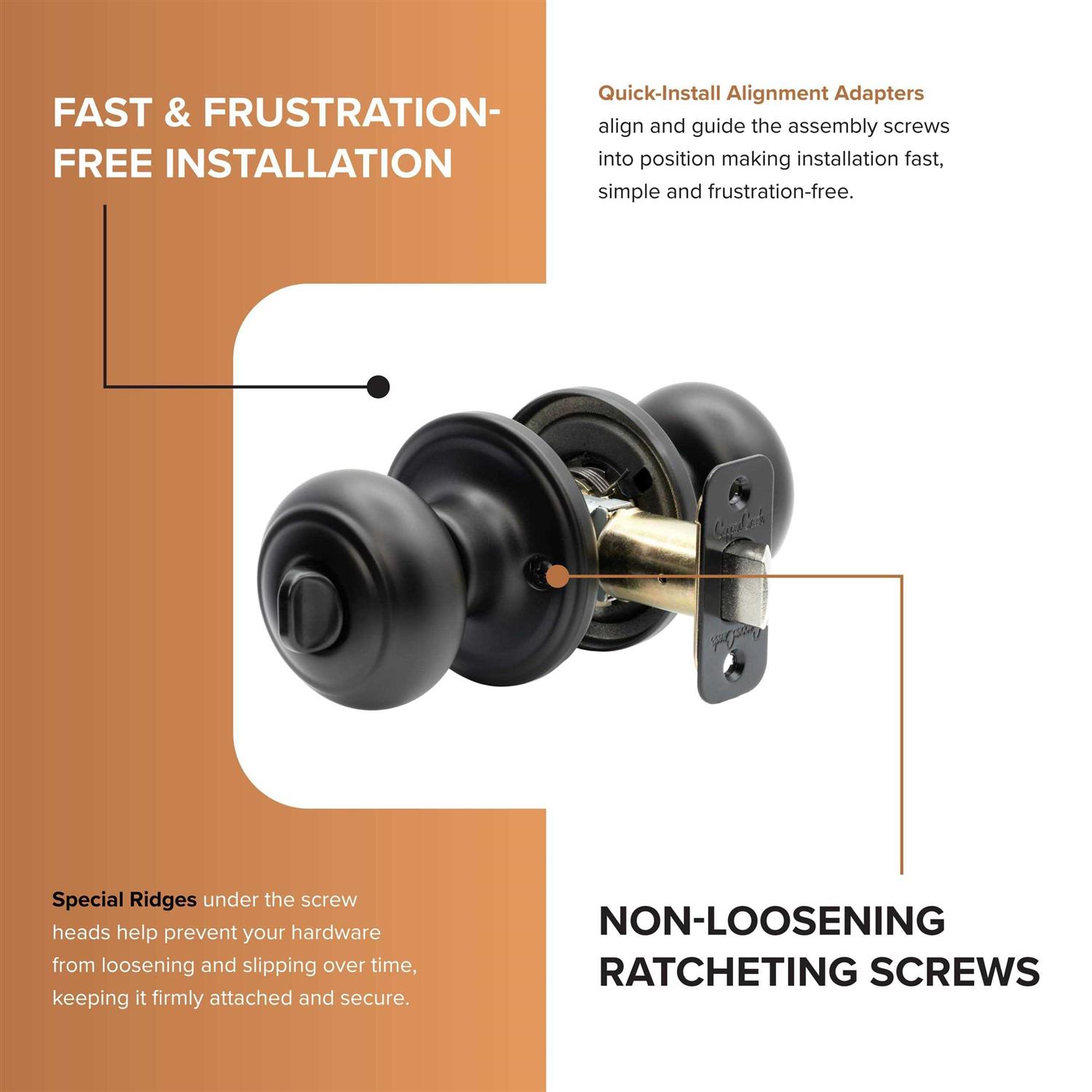 Copper Creek CK2030BC Colonial Privacy Door Knob Black - Image 4