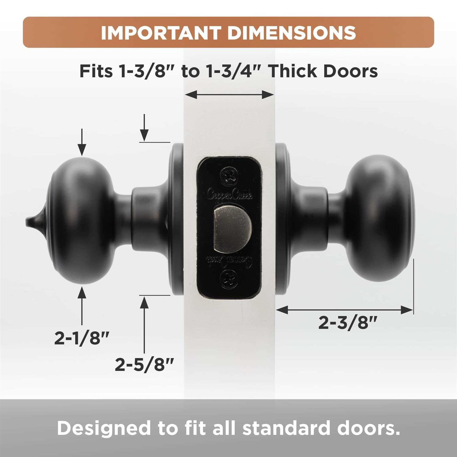 Copper Creek CK2030BC Colonial Privacy Door Knob Black - Image 5