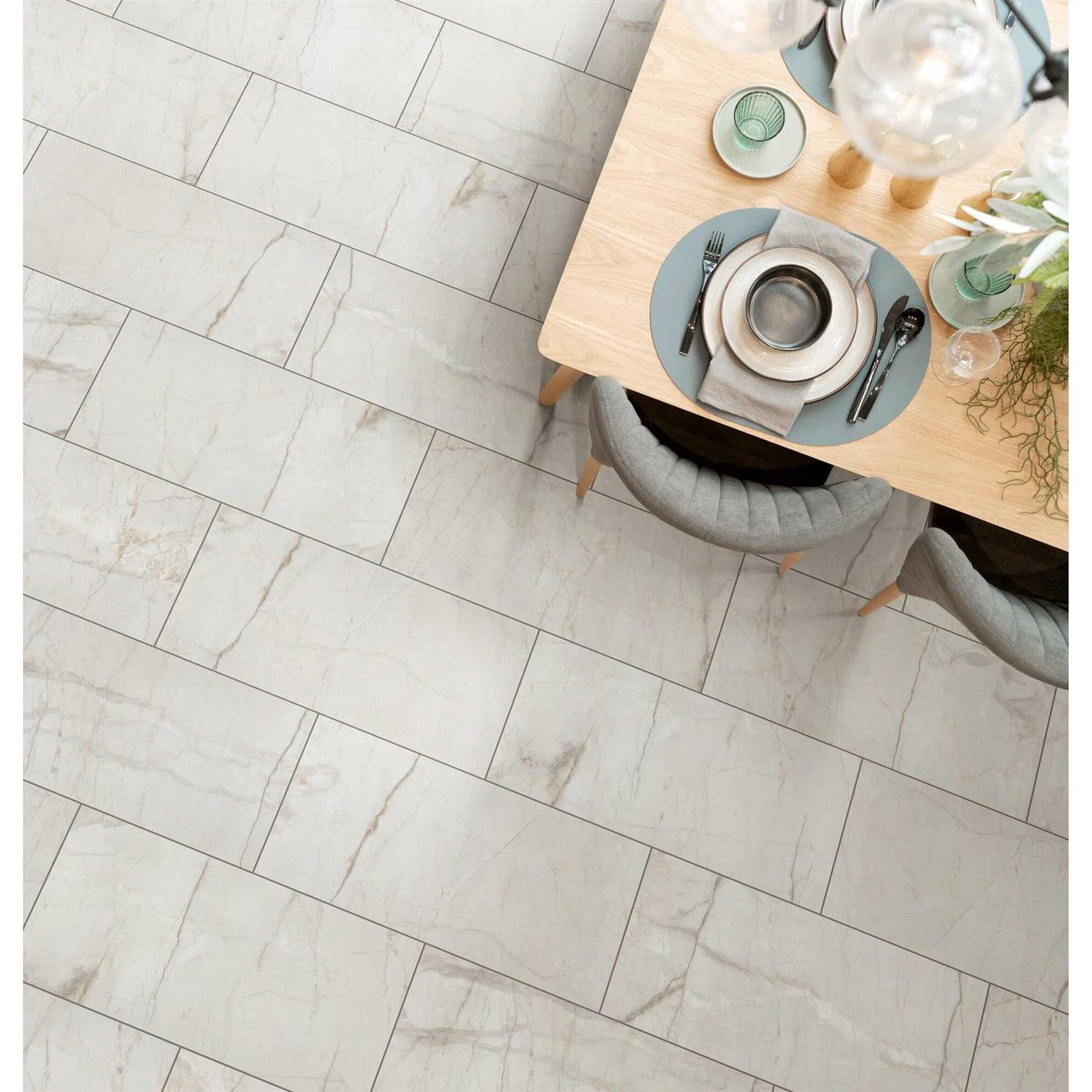 SMARTCORE Morning Light Marble 20-mil x 12-in W x 24-in L Waterproof Interlocking Luxury Vinyl Tile Flooring - Image 4