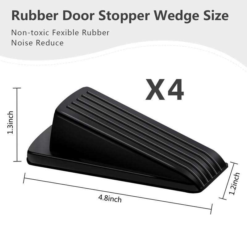 BHYTAKI Door Stoppers 4 Pack Premium Rubber Stoppers Wedge Stops For Carpet Heavy Duty Door - Image 3
