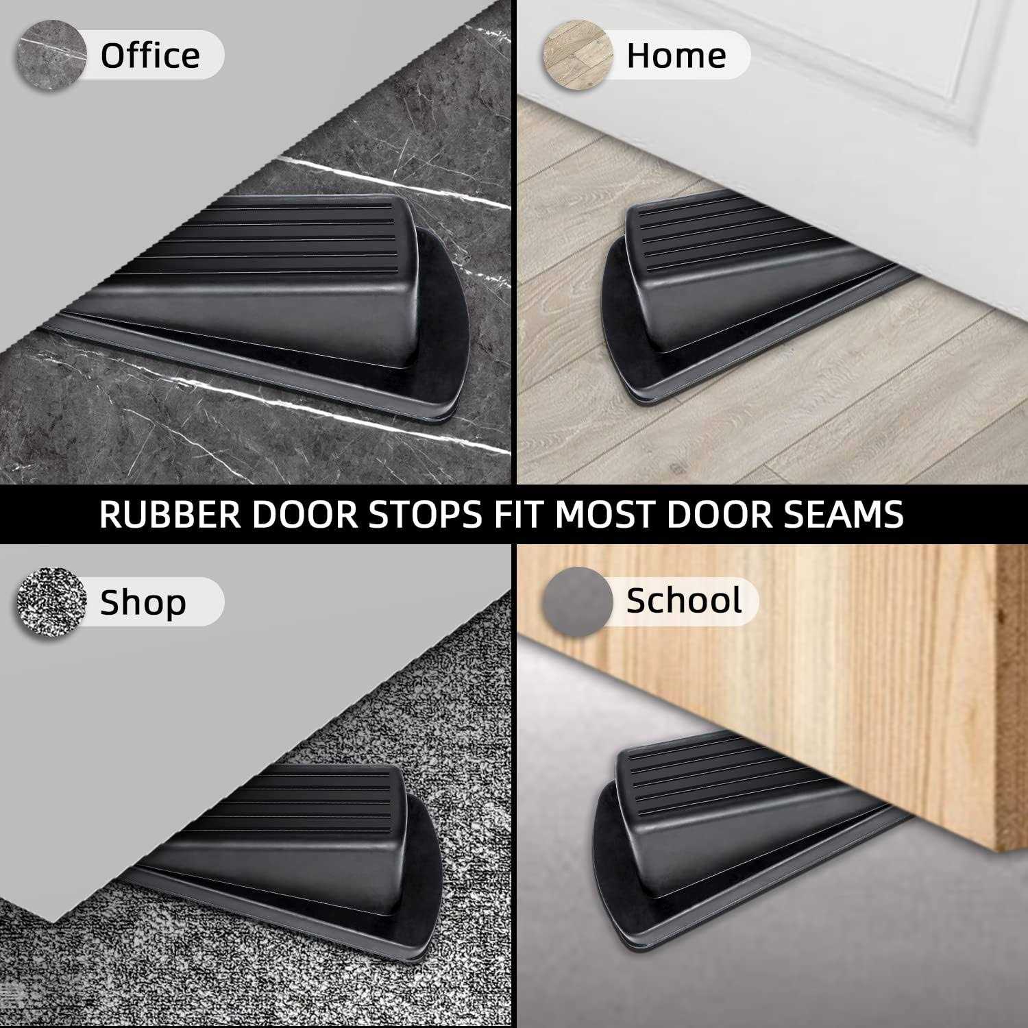 BHYTAKI Door Stoppers 4 Pack Premium Rubber Stoppers Wedge Stops For Carpet Heavy Duty Door - Image 4