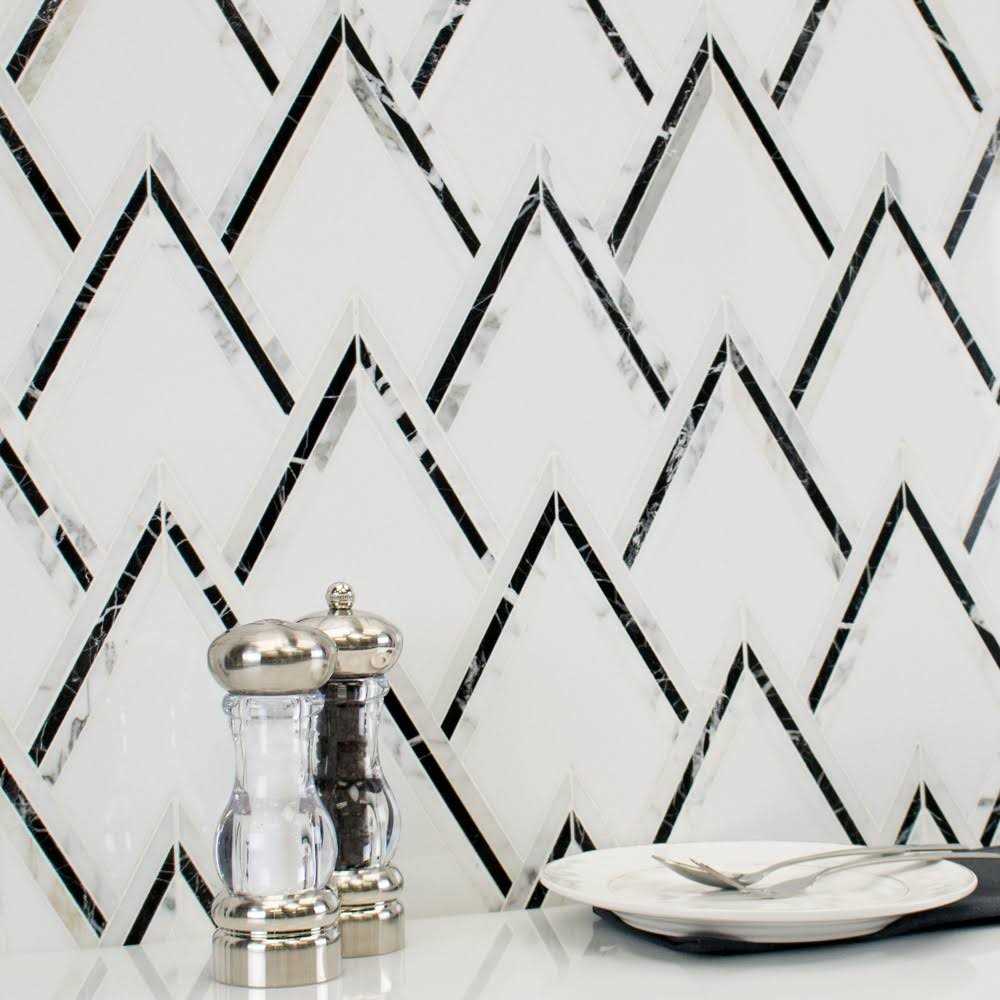 Ogee 4.23 x 5.28 Marble Chevron Mosaic Wall Tile Ivy Hill Tile