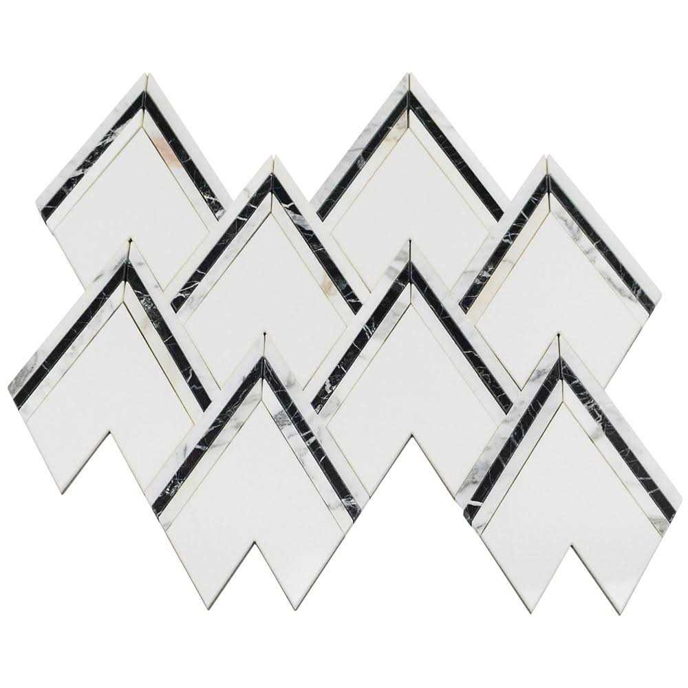 Ogee 4.23 x 5.28 Marble Chevron Mosaic Wall Tile Ivy Hill Tile - Image 4