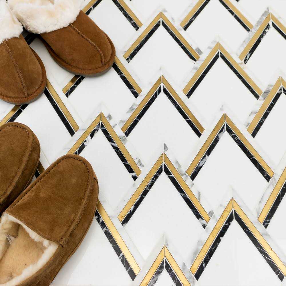 Ogee 4.23 x 5.28 Marble Chevron Mosaic Wall Tile Ivy Hill Tile