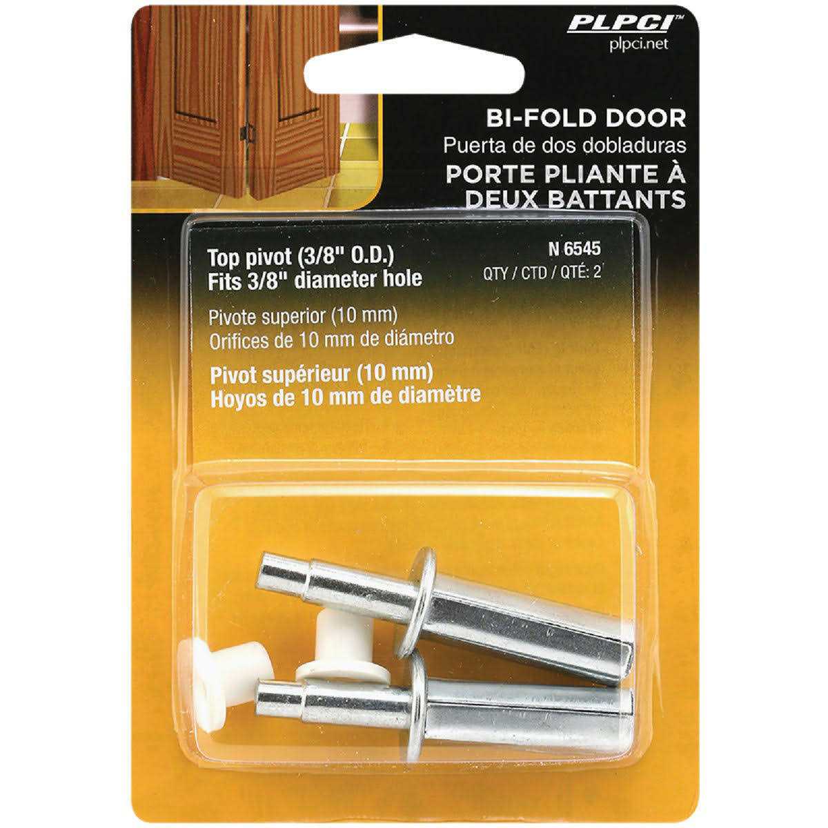Prime-line N 6672 Kit Perno E Guida Superiore Per Ante Bifold - Nylon, Diametro 9,5 Mm (3/8"), Confezione Da 4 Pezzi, Ricambio