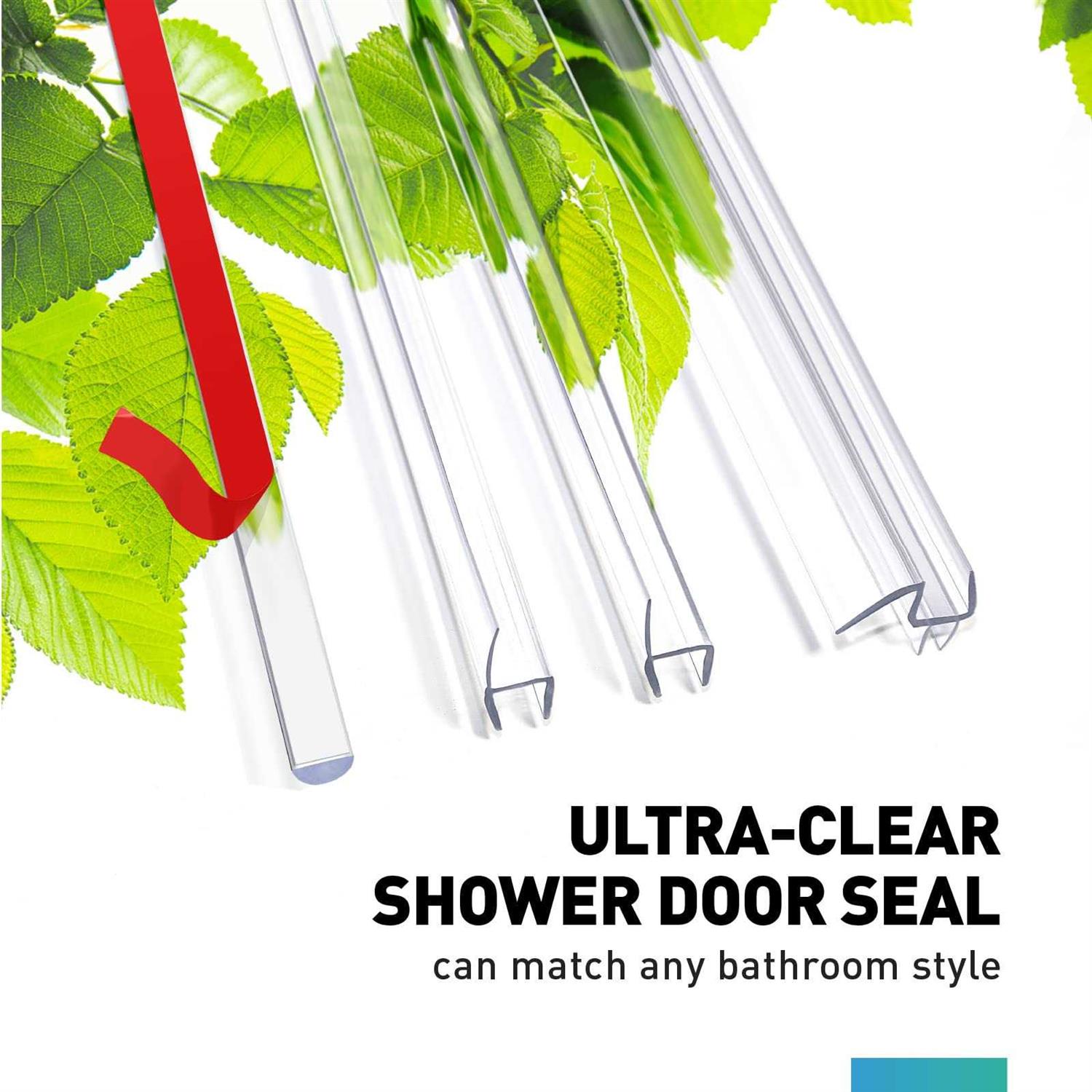 fowong Shower Door Seal Set 4 Pcs 3/8 X 77 Frameless Shower Door Bottom Seal and Side Seal for 3/8 Inch Glass - Image 5