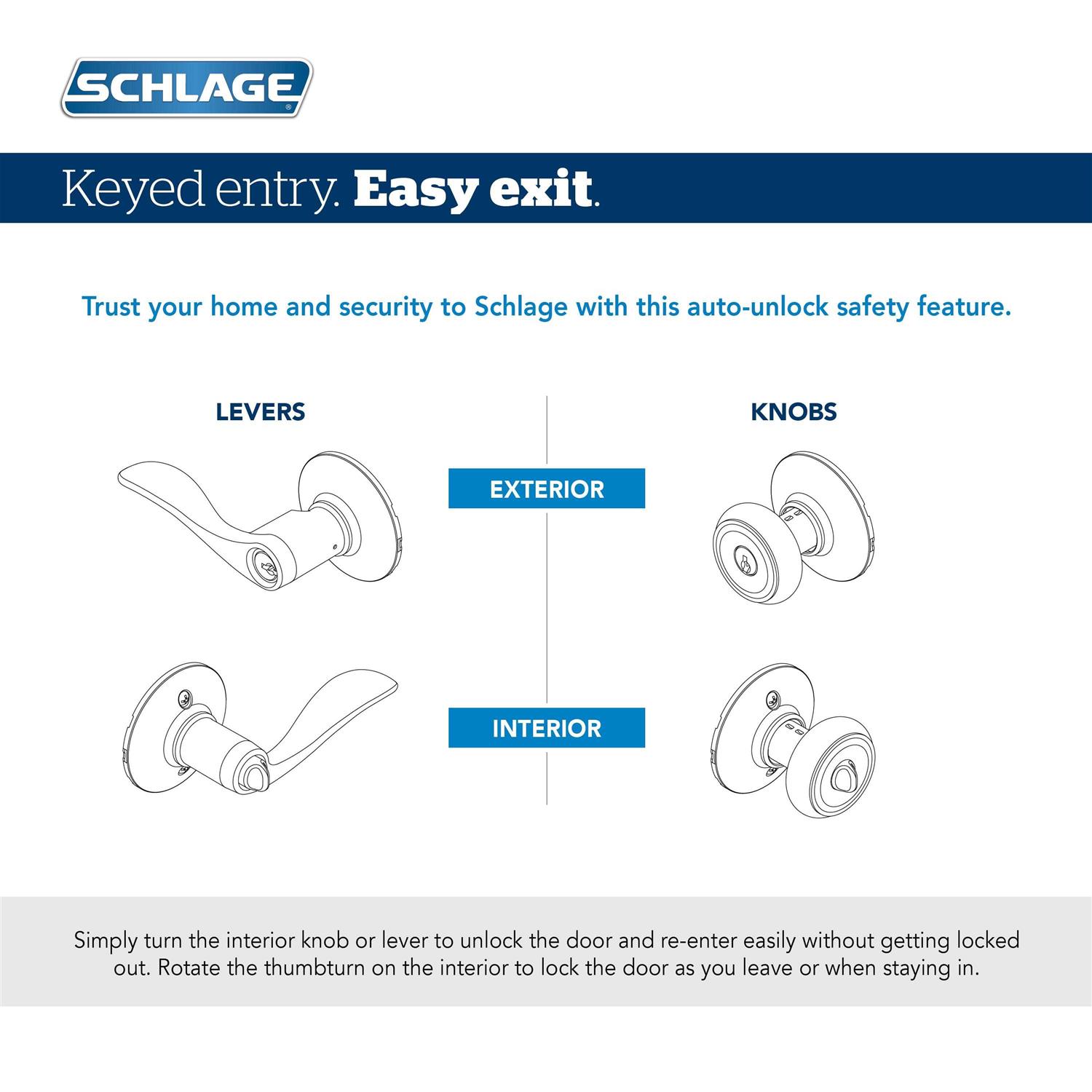 Schlage Bowery Keyed Entry Knob with Collins Trim F51ABWE - Image 3