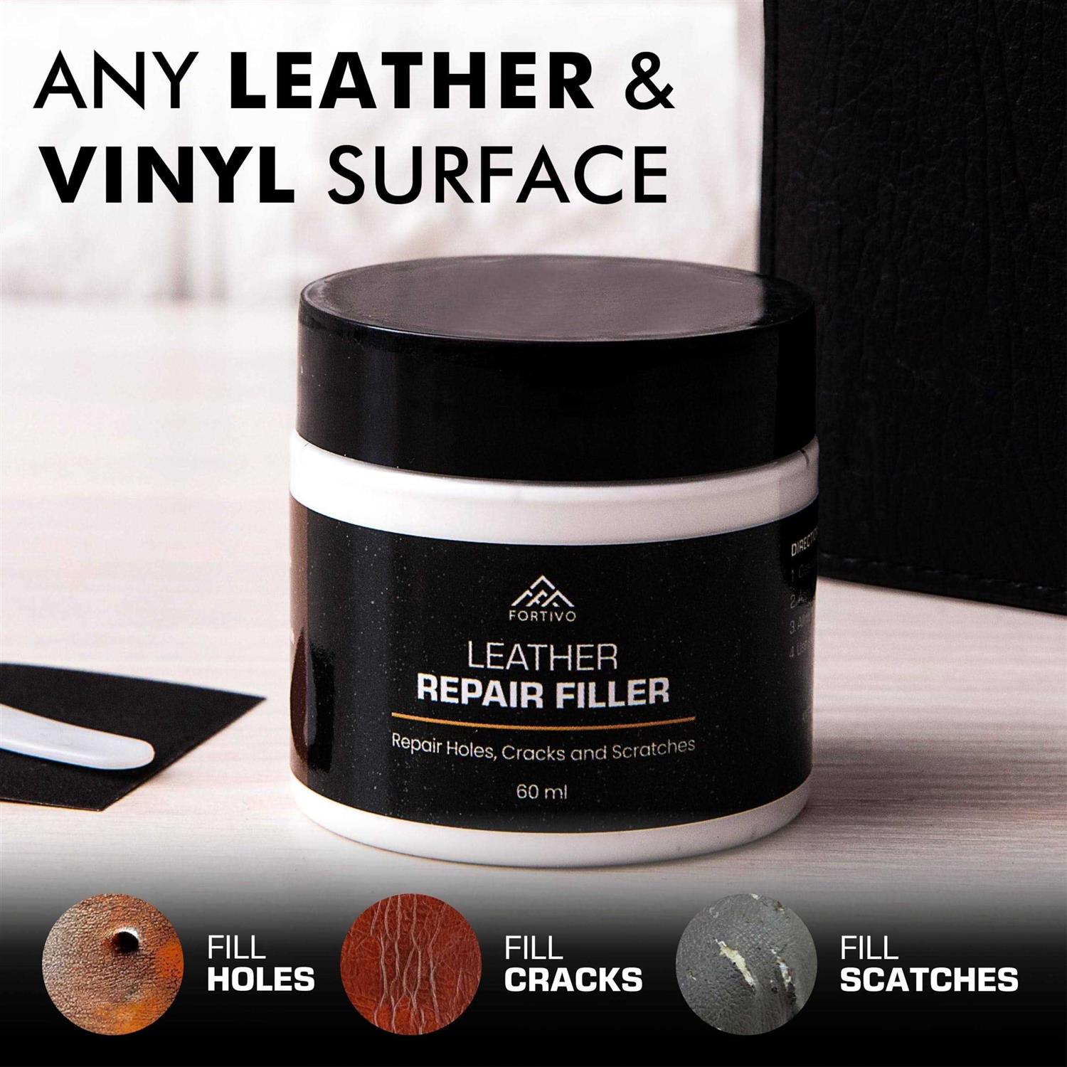 FORTIVO Paintable Leather Filler Leather Repair for Tears and Holes Leather Scratch Repair - Image 2