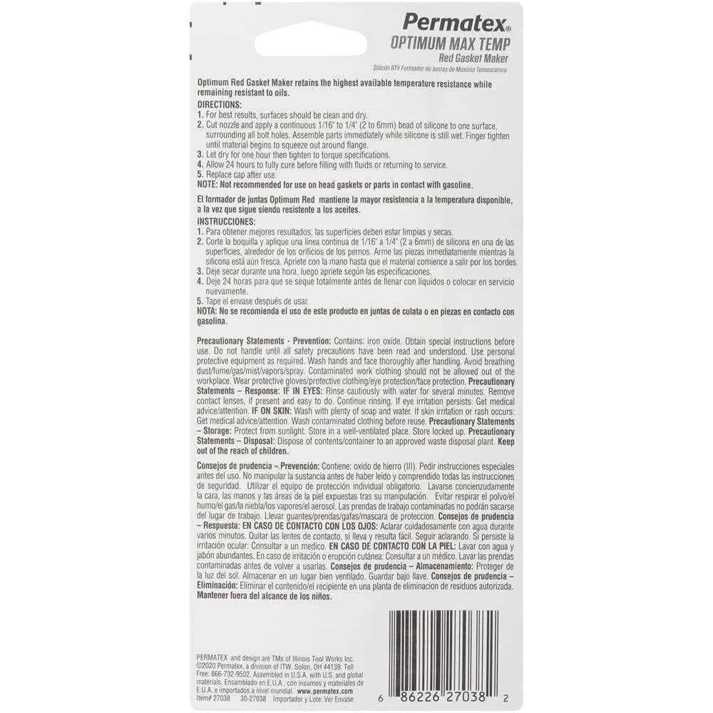 Permatex 27038 Optimum Red Gasket Maker - Image 3