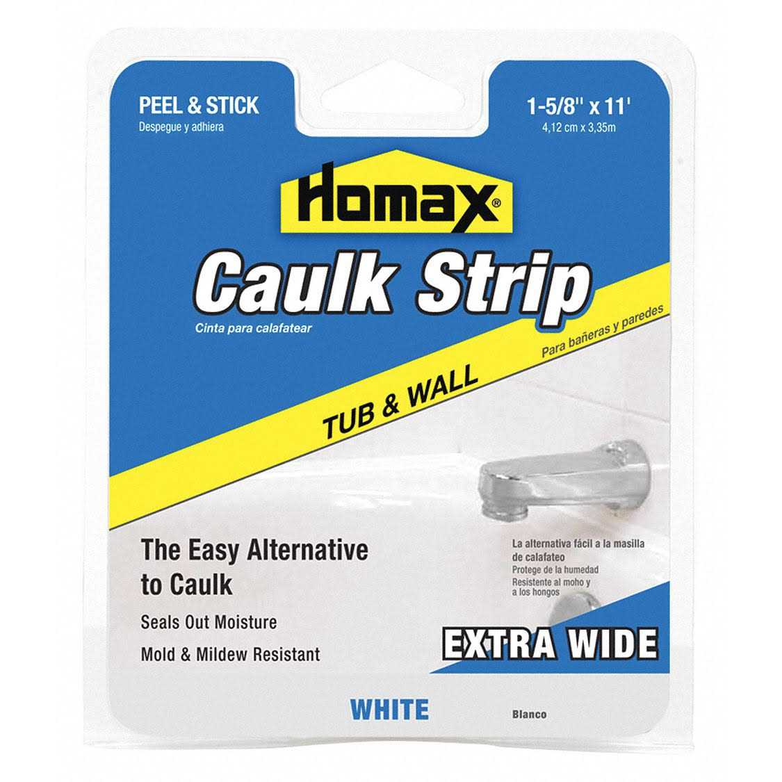 Homax 34040 Myro 1-5/8 inch by 11 Foot White Tub and Wall Caulkstrip