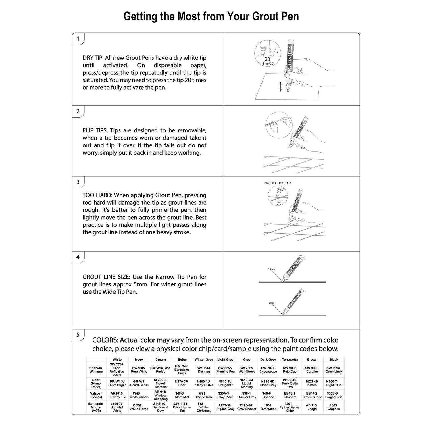 Grout Pen White Tile Paint Marker Waterproof Grout Paint, Tile Grout Colorant And Sealer Pens - Image 2