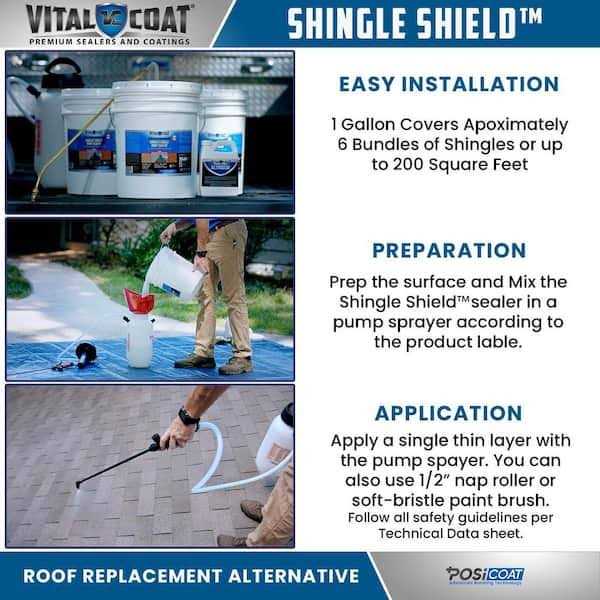 Vital Coat Shingle Shield Roof Life Extender 5-Gallon Waterproof Roof Sealant VCSS5G - Image 5