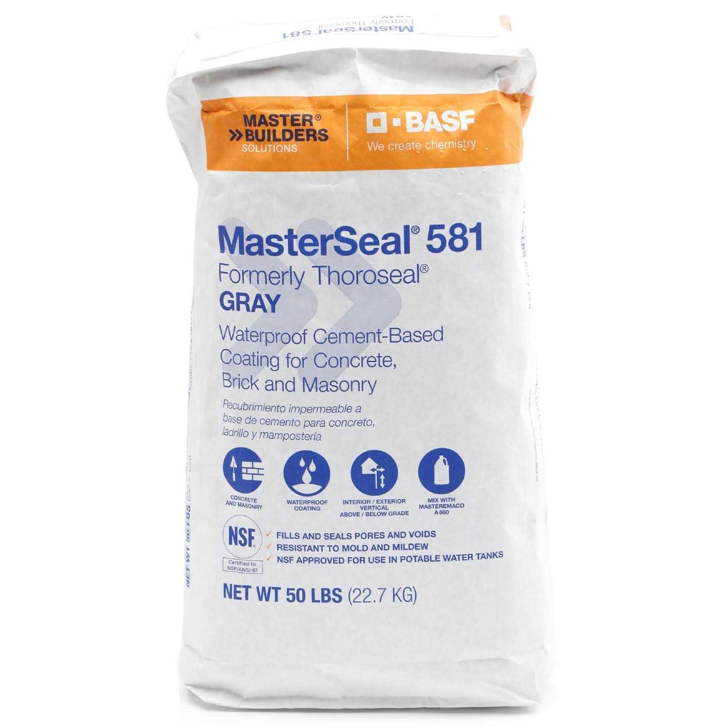 BASF MasterSeal 581 Gray Cement-Based Waterproof Coating 50 lb