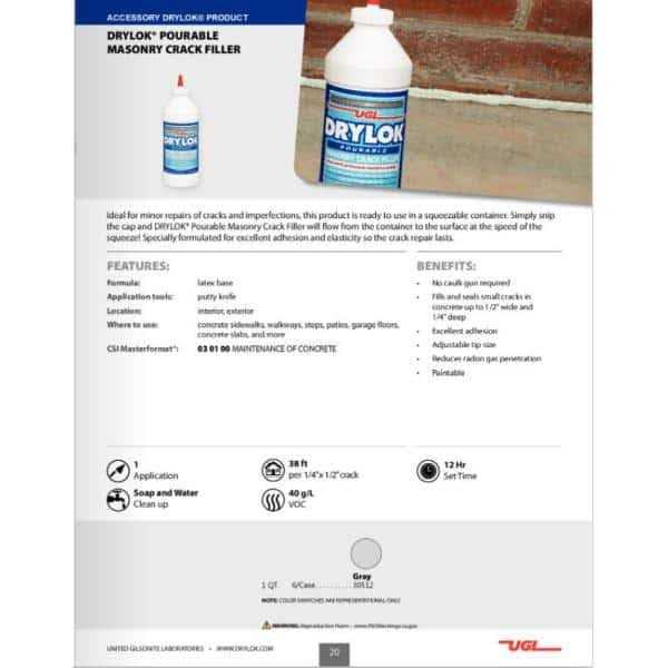 Drylok Pourable Crack Filler - Image 2