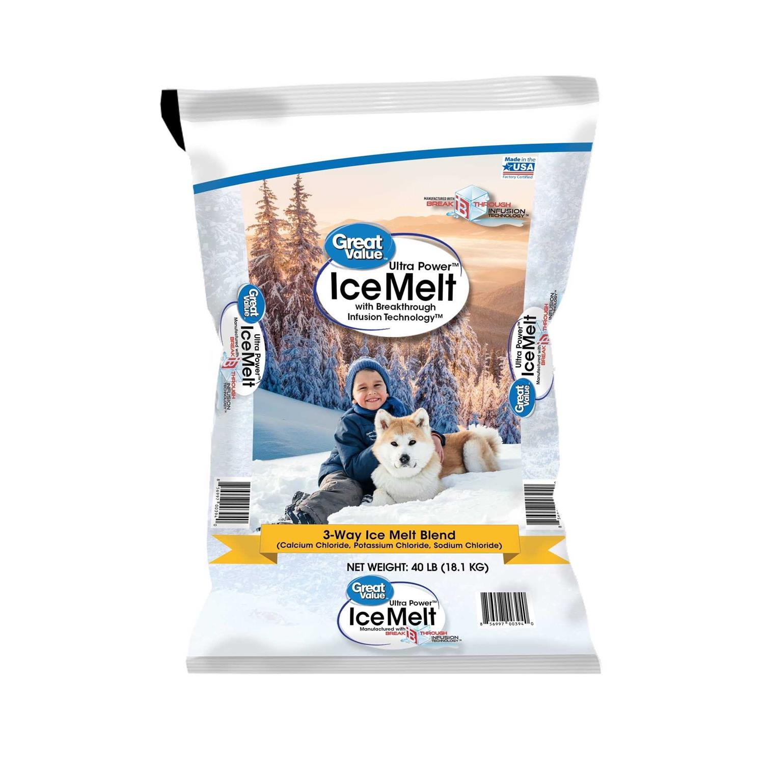 Great Value Ultra Power Ice Melt 40 lb Infused w/Calcium and Potassium Chloride
