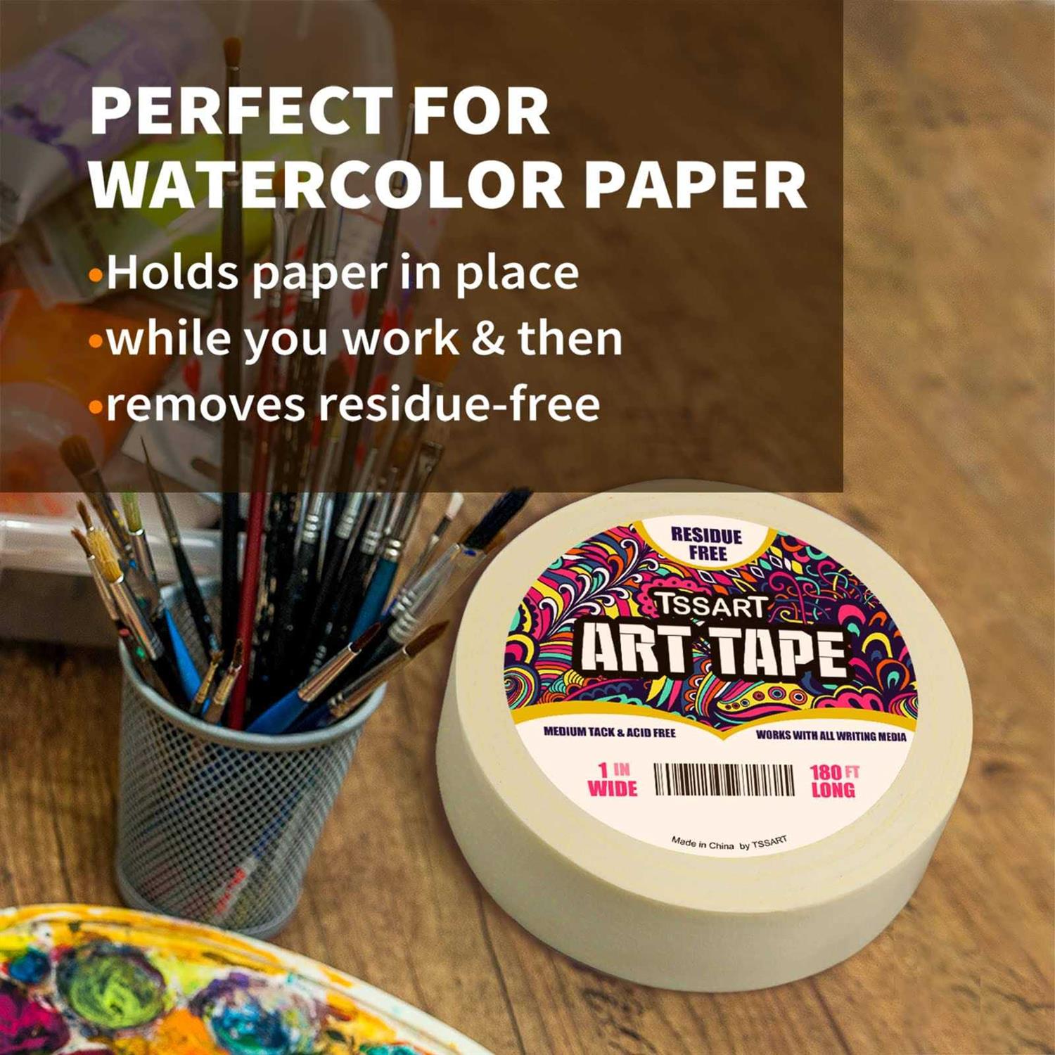 TSSART White Tape Masking Artists Tape for Drafting Art Watercolor Painting Canvas Framing - Image 3