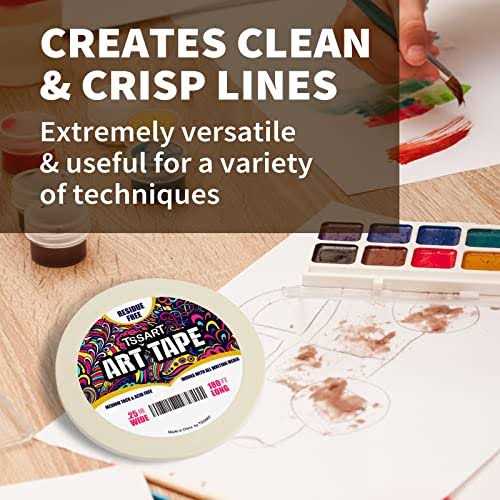 TSSART White Tape Masking Artists Tape for Drafting Art Watercolor Painting Canvas Framing - Image 2