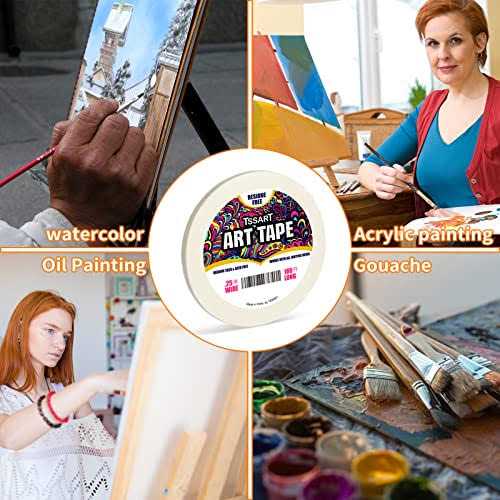 TSSART White Tape Masking Artists Tape for Drafting Art Watercolor Painting Canvas Framing - Image 3