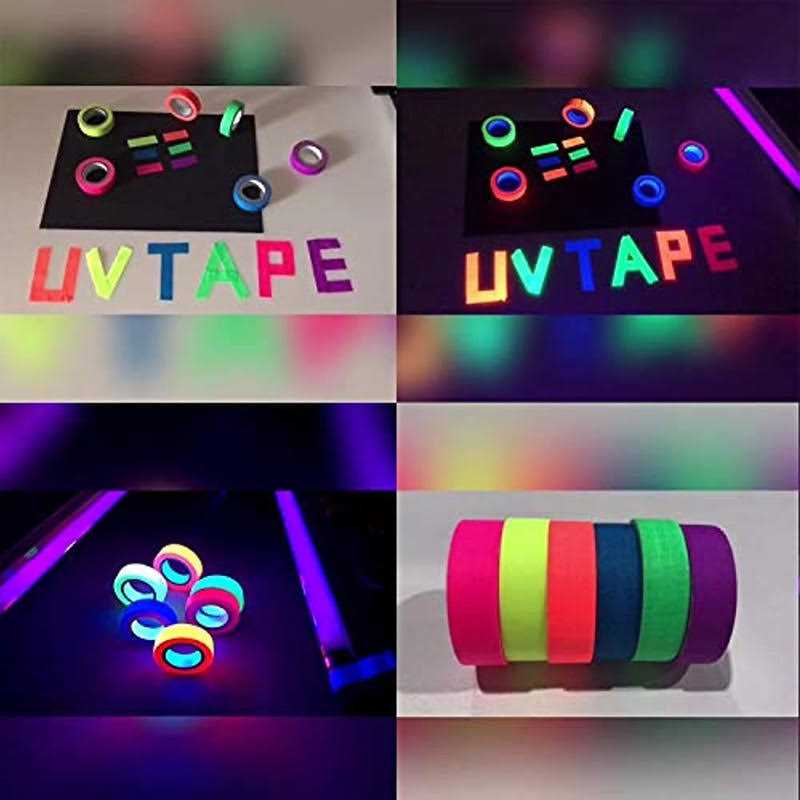 Whaline 6 Colors Neon Gaffer Cloth Tape Fluorescent UV Blacklight Glow in The Dark Tape for UV Party - Image 4
