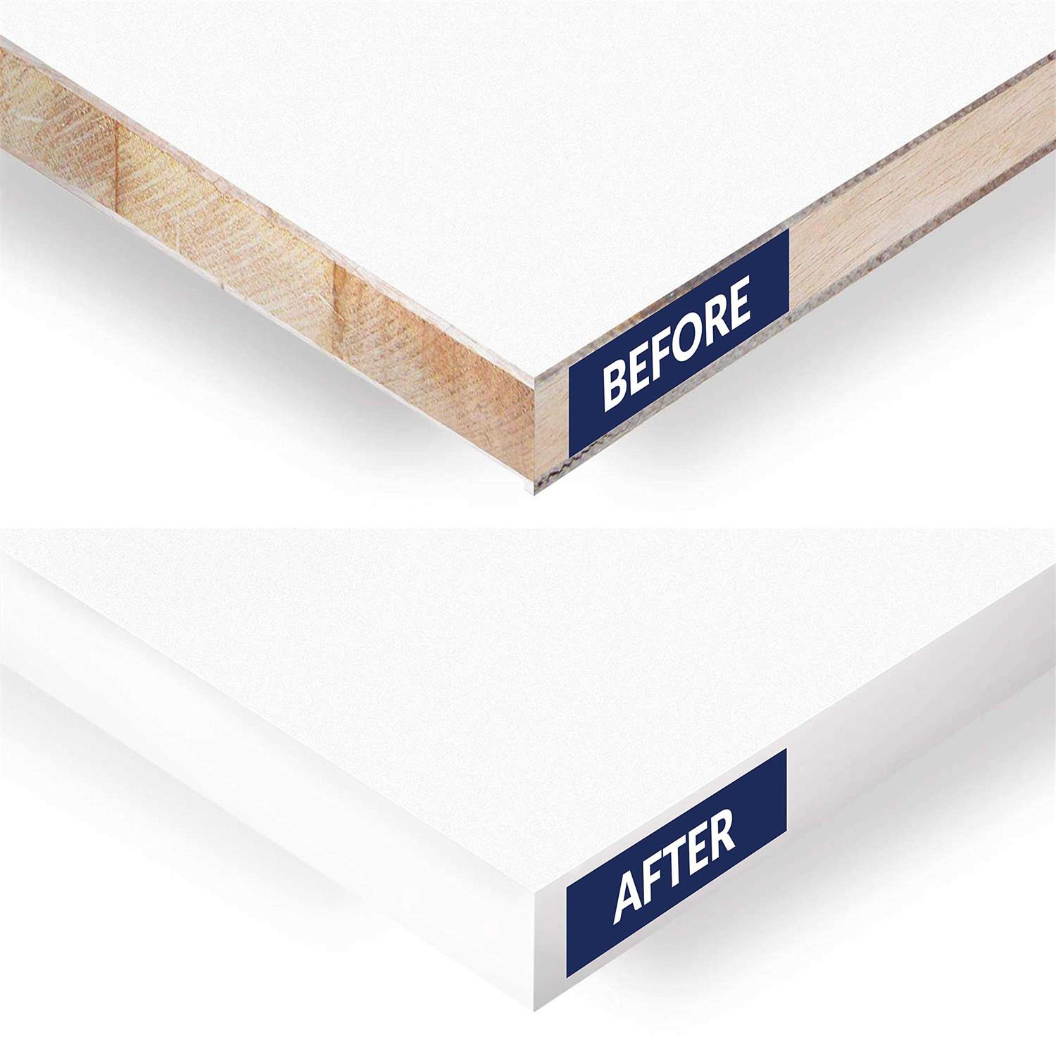 UNMAR White Melamine Edge Banding Easy Application Iron-on Edging for Cabinet Repairs - Image 2