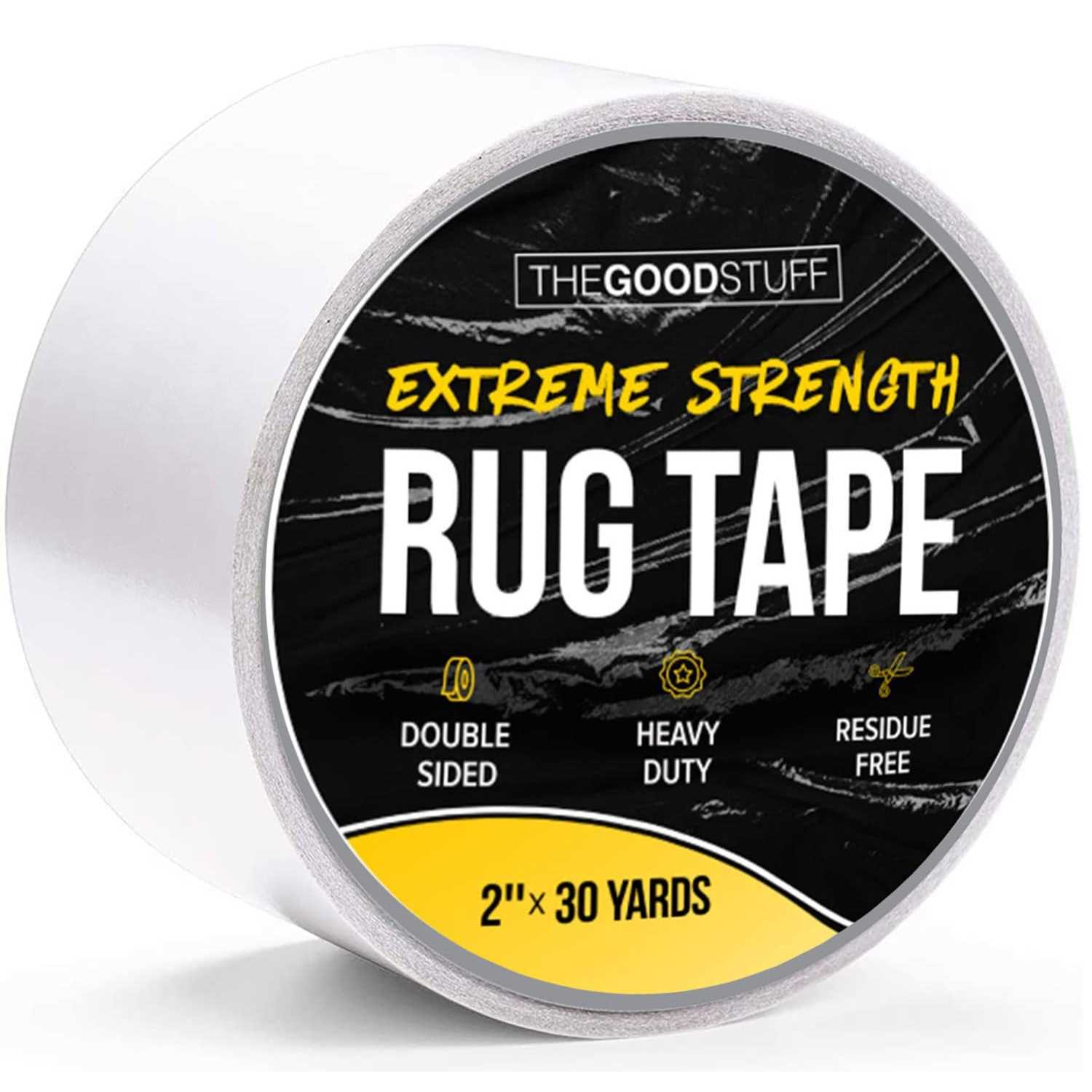 The Good Stuff Double Sided Rug Tape Secure Area Rugs to Carpets, Laminate, and Hardwood Floors, Easy to Remove and Restick Without